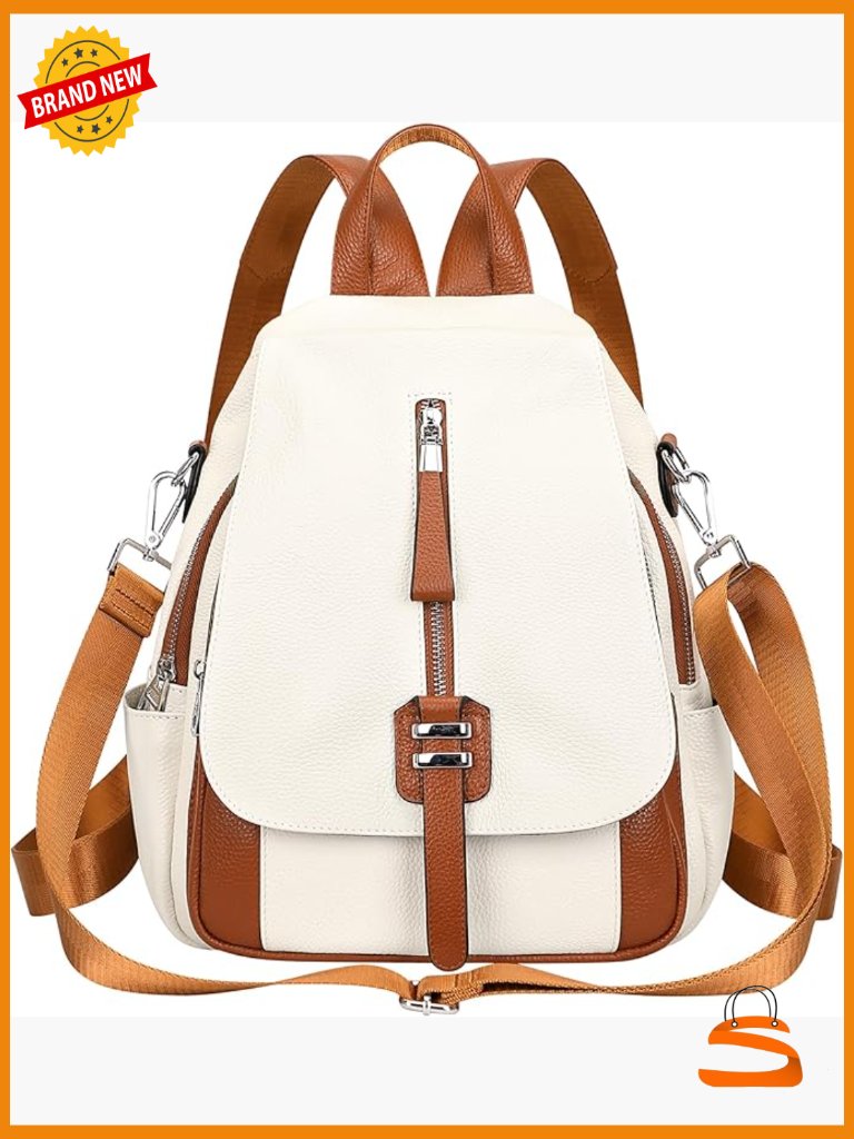 Genuine Leather Convertible Backpack Shoulder Bag Top-Grain Cowhide